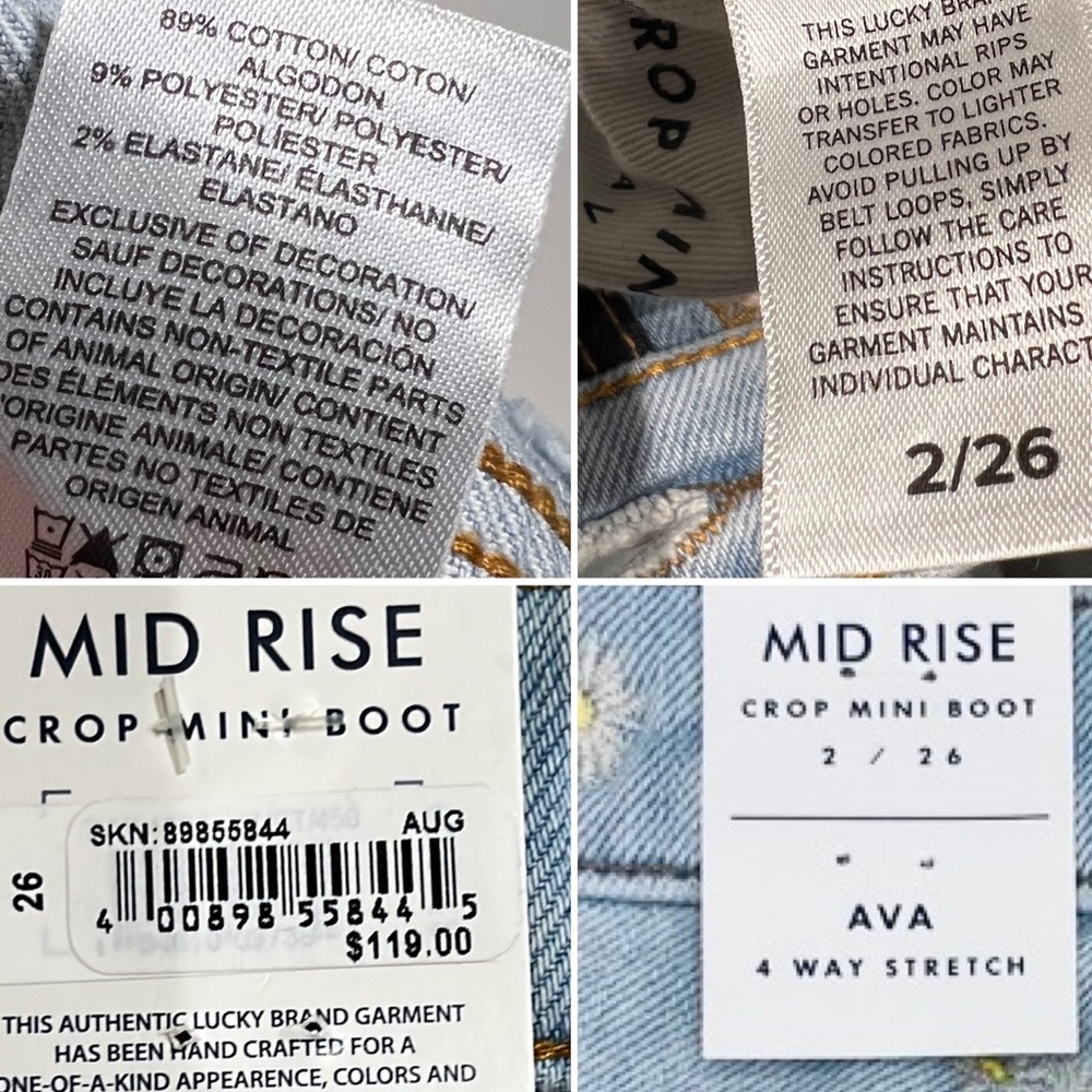 Lucky Brand Ava Mid Rise Crop Mini Boot with Floral Embroidery. Size 2 - Picture 12 of 14